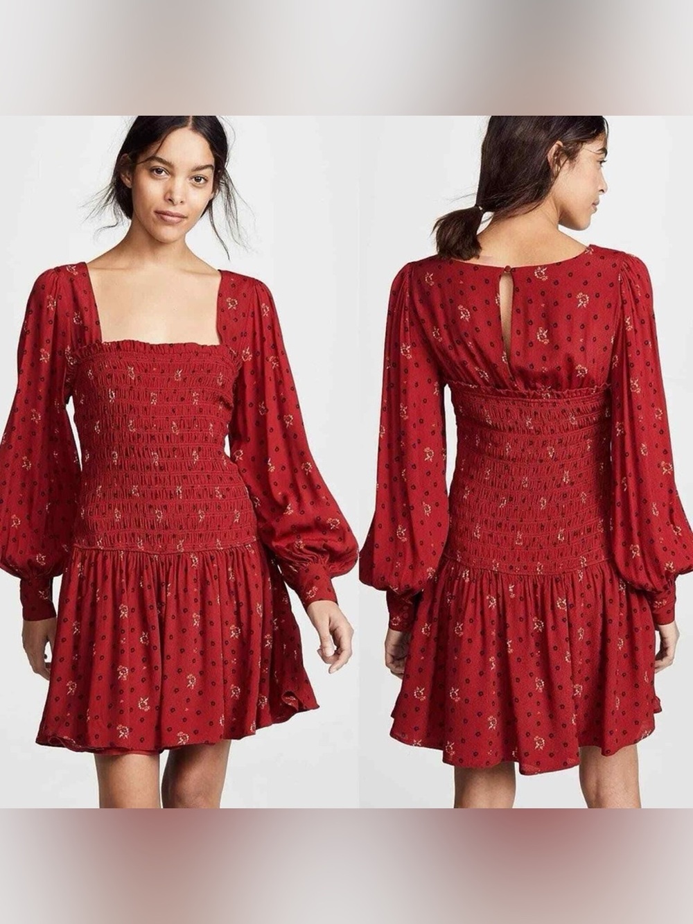 NWT Free People Two Faces Mini Dress Ruby Combo Size M